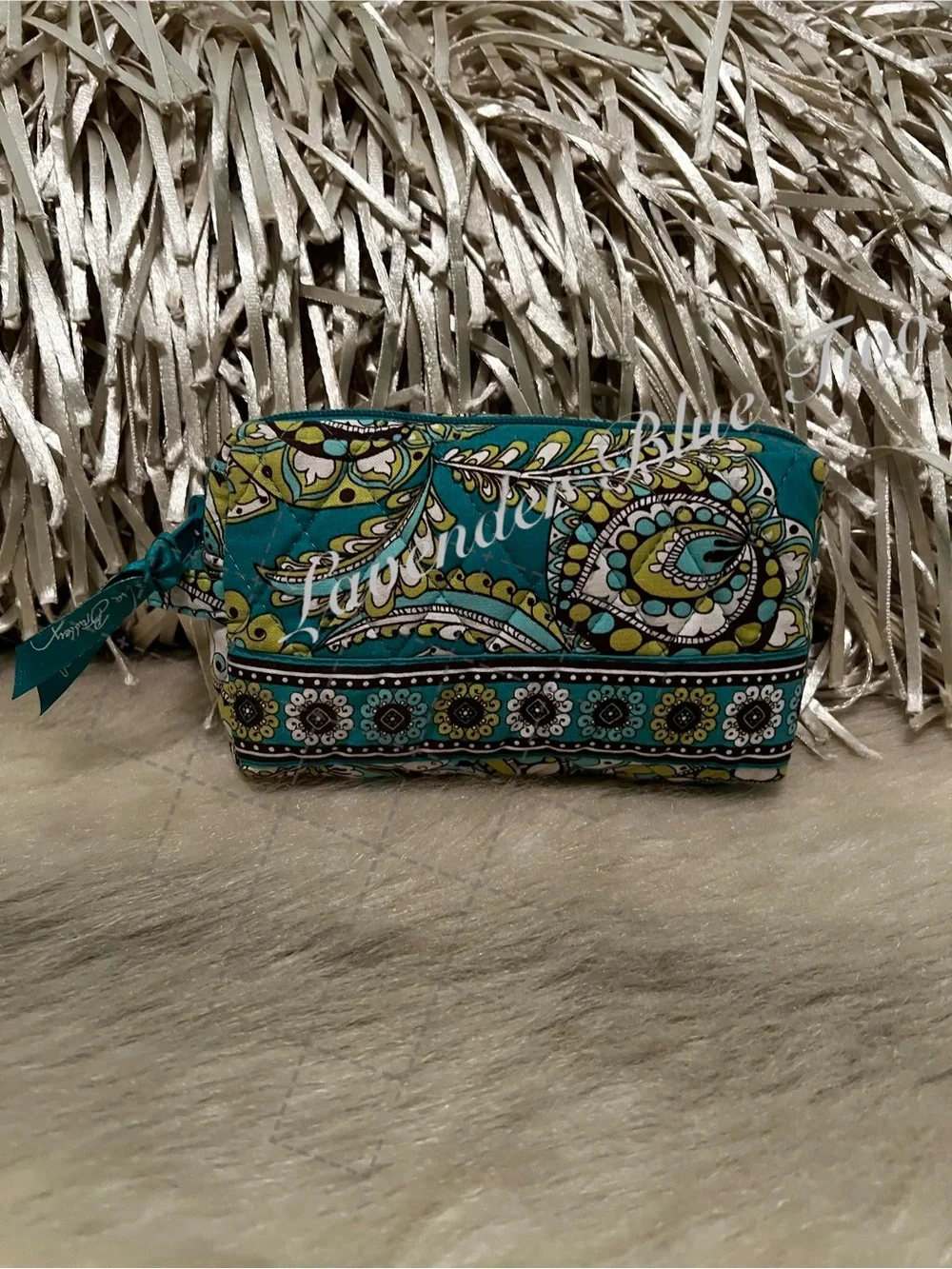 Vintage VERA BRADLEY Peacock 2007 Cosmetic Case Zip Top Close Y2K Turquoise USA